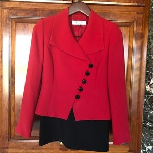 Tahari Suit Skirt red and black. Size 2 petite.